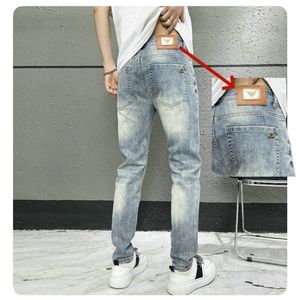 Heren jeans lente zomer dunne ajicon mannen rechte been los fit European American Cdicon high-end merk kleine rechte broek lxk30