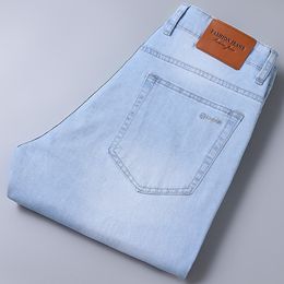 Jeans para hombre Primavera Verano Estilo clásico fino Moda Stretch Slim fit Pantalones de mezclilla Pantalón de marca masculino Washed Light Blue 230721