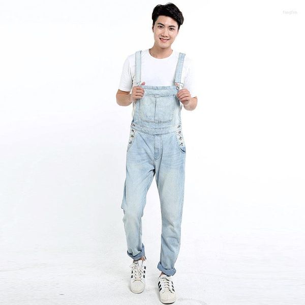 Heren Jeans Lente Zomer Dunne Heren Overalls Bib Denim Jumpsuits Werkkleding Cargo Broek Hip Hop Blauw Casual Romper Broek Grote Maat