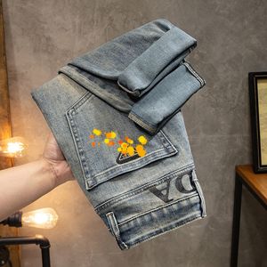 Jeans pour hommes printemps été mince hommes coupe ajustée européenne américaine PRICON marque haut de gamme petit pantalon droit F272-09