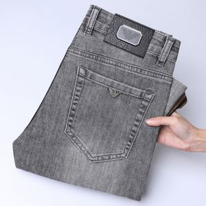 Jeans masculin printemps d'été mince hommes slim fit européen américain ajicon marque haut de gamme petit pantalon droit QK139-01