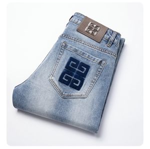 Heren jeans lente zomer dunne mannen slanke fit European American Gvcicon high-end merk kleine rechte broek Q9574-099