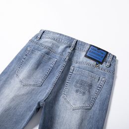 Jeans pour hommes printemps été mince Slim Fit européen américain haut de gamme marque petit droit Double F pantalon Q9544-4