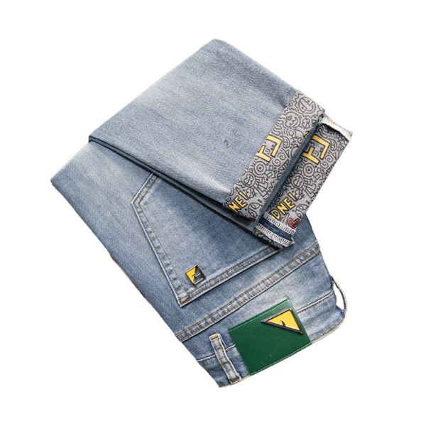 Jeans pour hommes printemps été mince coupe ajustée marque européenne américaine haut de gamme petit pantalon droit Double F Q9549-3