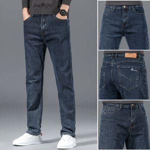 Jeans pour hommes printemps été mince droit hommes version classique bleu stretch confortable décontracté denim pantalon mâle marque vêtements 220923