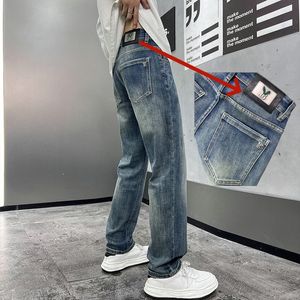 Heren jeans lente zomer dunne tbicon mannen rechte been los fit European American Cdicon high-end merk kleine rechte broek lx8811