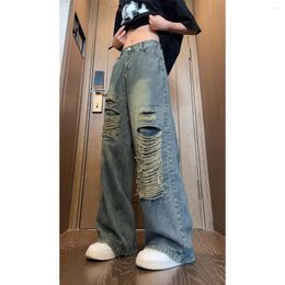 Jeans pour hommes Printemps Été Vintage Streetwear Ripped Hole Hommes Femmes Harajuku Esthétique Large Jambe Denim Pantalon Unisexe Pantalon Droit