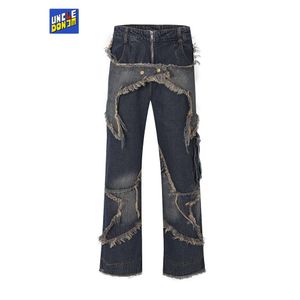 Jeans para hombres Star Patch Jeans Hombres Y2k Hombre desgastados Baggy Jeans Moto Biker Hombres Jeans de lujo Pantalones de calle para hombres 230907