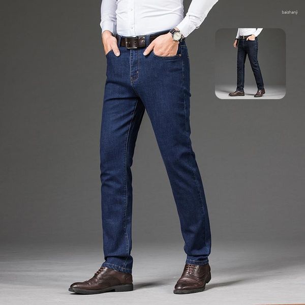 Jeans pour hommes droit automne affaires décontracté ample taille moyenne pantalon pour jeune Stretch