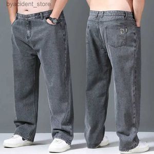 Jeans pour hommes droit Baggy jean pantalon hommes décontracté jambe large classique Durable vêtements de travail gris Denim pantalon grande taille vêtements mâle 2023 nouveau L240313