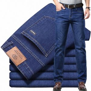 jeans pour hommes jambe droite pantalon classique busin confortable jambe droite ample bleu clair pantalon résistant à la saleté cadeau père h0qp #