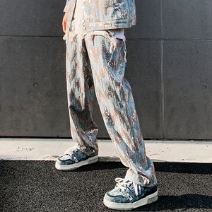 Men S jeans rechte poot pailletten ontwerper heren Koreaanse modetrends hiphop streetwear kleding tiener danser Stage Show denim broek 230311