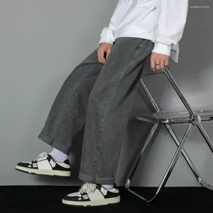 Jeans para hombres Pantalones de pierna recta Pantalones de hombres Retro Streetwear Pantalones de pierna ancha con entrepierna profunda Tela transpirable suave Ajuste suelto para un