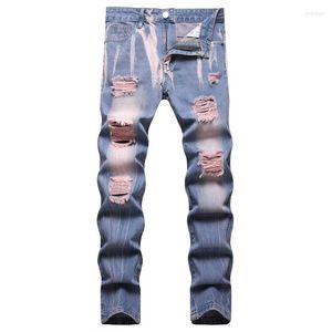 Jeans pour hommes Straight Nostalgic Men's Spring Casual Slim Ripped Pants Pantalones Para Hombre Vaqueros