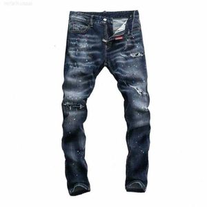 Pantalones vaqueros para hombre Stree Fashion Street 2023Personas Estilo Motocicleta Pantalones vaqueros Rasgados Ocio Slender Inkjet X36d # 7kip