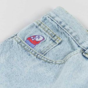 Vêtements de rue Jeans pour hommes Big Boy Jeans Y2K Pantalon Hip-Hop Cartoon graphic Broidered Pocket Womens Harajuku High Waid Lide