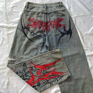 Jeans pour hommes de la rue des vêtements de rue jeans y2k hip-hop rétro de poche jeans noire pantalon masque punk rock hauteur