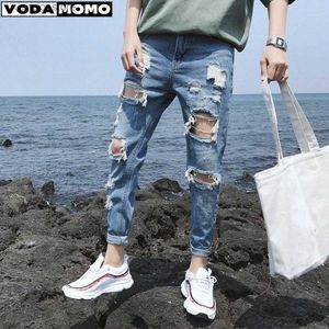 Jeans pour hommes Vêtements de rue larges jeans de jambe masculine pantalon long jeans y2k mens jeans déchiré des hommes vêtements pantalon cargo denim l49