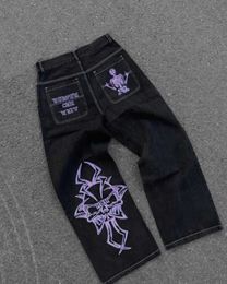 Jeans pour hommes Street dance jean à poche large pour hommes mode broderie noir pantalon en denim ample pour hommes rap hip-hop jean grande taille L2403