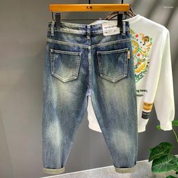 Men's Jeans Street Fashion Fashion lâche Vintage Blue Spring et automne grand pantalon de harem décontracté