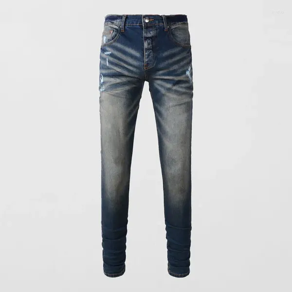 Jeans pour hommes Street Fashion Hommes Haute Qualité Rétro Bleu Foncé Élastique Skinny Fit Ripped Marque Designer Hip Hop Boutons Pantalon