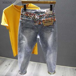 Jeans pour hommes de la rue des hommes jeans élastique ultra-mince larmoyant jeans jeans masculine brodé pantalon denim hip-hop en denim pour hommes vêtements wx