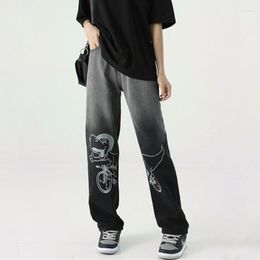 Pantalones vaqueros de calle con estampado divertido para hombre, pantalones Cargo de cintura baja, pantalones vaqueros de tendencia Y2K de estética Indie para mujer, pantalones vaqueros de pierna ancha Grunge Harajuku