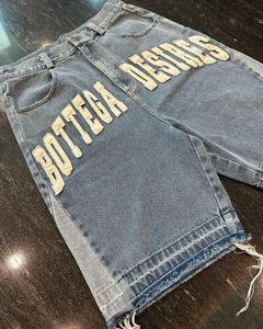 Men's's Jeans Street Harajuku Fashion Jeans American Retro Letter Broidered Denim Shorts Street Boys Casual Loose Straight Pantal Mensl2405