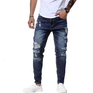 Jeans pour hommes Street Men's Men's Washed and Up-Out Pantal