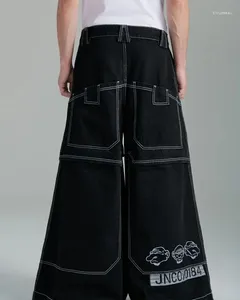 Jeans pour hommes Street Vintage Hip Hop Big Pocket Pantalon surdimensionné imprimé Y2K Coupe ample Femmes Harajuku Taille haute jambe large