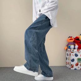 Jeans pour hommes Streetwear Baggy Jeans Printemps Automne Hommes Mode Coréenne Lâche Droite Jambe Large Pantalon Cargo Mâle Marque Vêtements Noir 220827