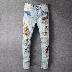 Jeans pour hommes Streetwear Designer Patchwork Hommes Bleu 2023 Hip Hop Grande Taille Slim Fit Social Club Denim Pantalon de haute qualité 678