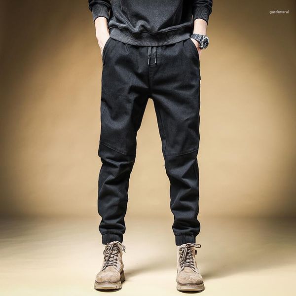 Jeans pour hommes Streetwear mode hommes élastique coupe ample pantalon épissé concepteur décontracté Cargo pantalon Hombre Hip Hop Joggers salopette