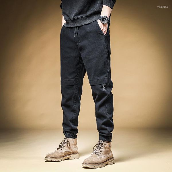 Jeans pour hommes Streetwear mode hommes élastique coupe ample épissé concepteur décontracté Cargo pantalon Hombre imprimé Hip Hop Joggers salopette