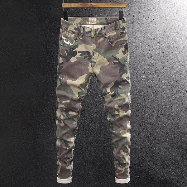 Hommes Jeans Streetwear Mode Hommes Haute Qualité Stretch Slim Fit Camouflage Pantalon Broderie Patch Designer Hip Hop Pantalon Hombre