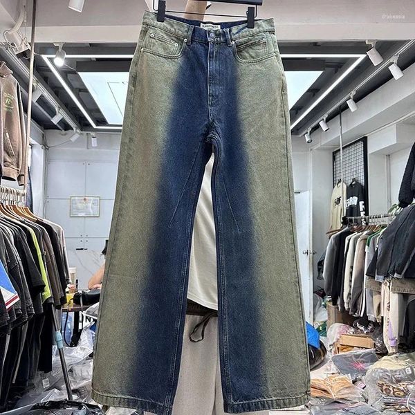 Jeans para hombres Streetwear Color degradado lavado Baggy para hombre y para mujer Pierna ancha recta Vintage Casual Pantalones de mezclilla Cargos de gran tamaño