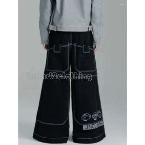 Jeans masculin streetwear jnco mens y2k haruku hip hop poche pantalon noir pantalon noir gothique gothique