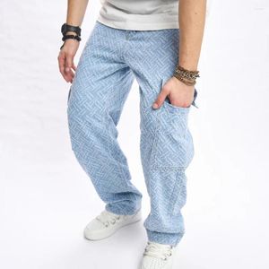 Heren jeans streetwear heren baggy meerdere zakken motorfiets rechte cargo mannelijke stijlvolle timmerman denim broek broek