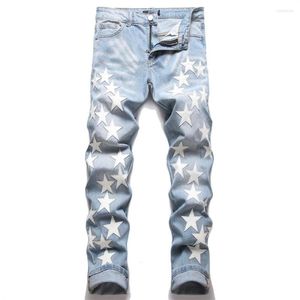 Jeans pour hommes Streetwear hommes plus d'étoiles décoration Patchwork Hombre pantalons longs Slim Fit luxe Hip Hop humains Denim