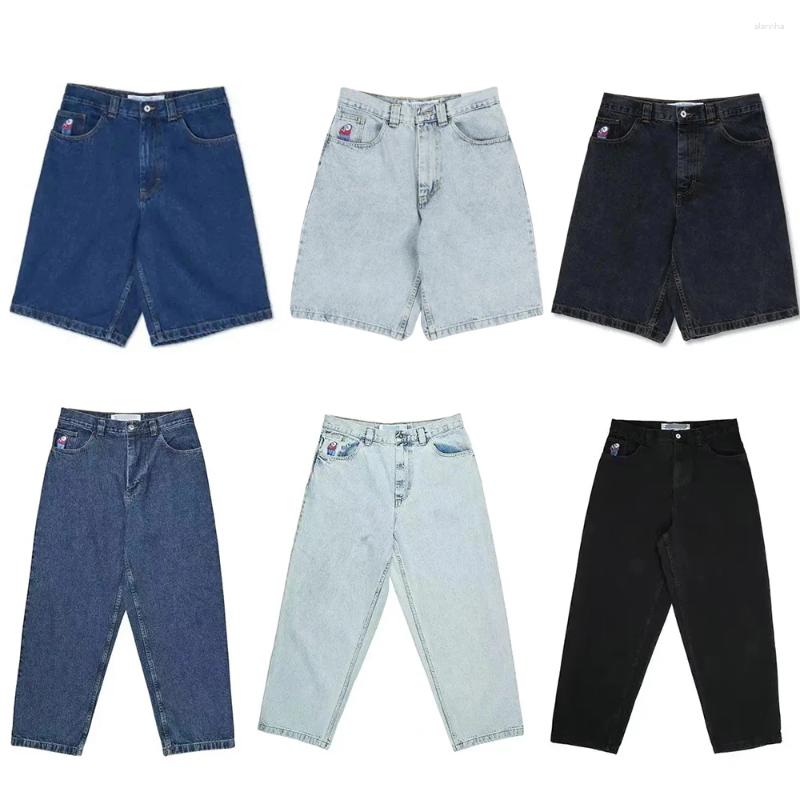 Jeans maschile streetwear polar grande ragazzo y2k pantaloni hip hop cartone animato ricamo retrò blu uomini larghi donne donne alta pantalone gamba larga