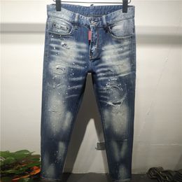 Jeans pour hommes Streetwear Splash Ink Imprimé Denim Hommes Trous Déchirés Droite Designer Hip Hop Campus Club Danse Mendiant Pantalon 230517
