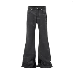 Heren Jeans Street chic Gewassen Water Golf Patroon Micro Flared Voor Mannen Rechte Pantalones Hombre Casual Baggy Denim Broek