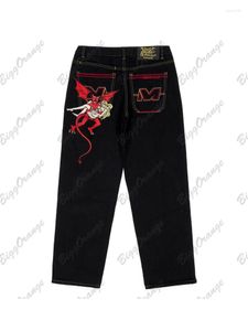 Jeans pour hommes Streetwear Y2K Devil Print Pantalons Hommes et femmes 2023 Lâche Mode Street Hip Hop Large Jambe Taille Haute Pantalon
