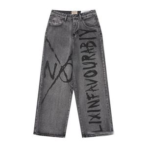 Jeans pour hommes Streetwear Y2K Hip Hop Graphic Print Vintage Baggy Pantalon noir Hommes Femmes Taille haute Pantalon large Winter01 626 11