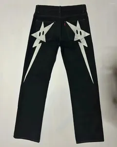 Jeans pour hommes Streetwear Y2K Hip Hop Star Graphic Print Baggy Pantalon noir Hommes Femmes Harajuku Gothique Taille haute Pantalon large