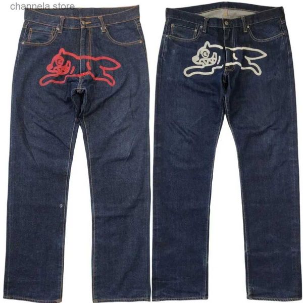 Jeans para hombres Streetwear Y2K Jeans para hombre Hip Hop Flying Dog Estampado gráfico Pantalones negros holgados 2023 Nuevos pantalones retro de pierna ancha de talle alto T240227
