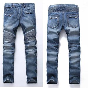 Jeans masculin stretch jeans jeans pour hommes pantalons de rue pour hommes rétro couleurs solides en ajustement de grande taille de motard décontracté denim J240507