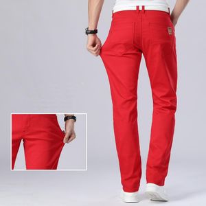 Jeans para hombre Stretch Regular Fit Business Casual Estilo clásico Moda Denim Pantalones Hombre Negro Blanco Rojo Pantalones Tamaño 28-40