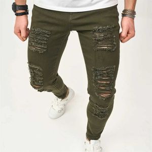 Jeans pour hommes Strt Style Men Skinny trous de mendiant jeans de bonne qualité pour hommes en détresse slim jogging crayon pantalon denim pantalon mâle y240507