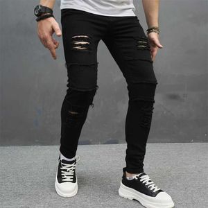 Jeans masculin Strtwear hommes élégants trous élégants pantalons jeans hop pantalon en jean déchiré masculin plus taille 5xl 6xl y240507